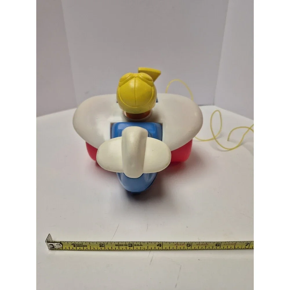 Vintage Fisher Price Airplane pull along Toy 1980 rotating propellor